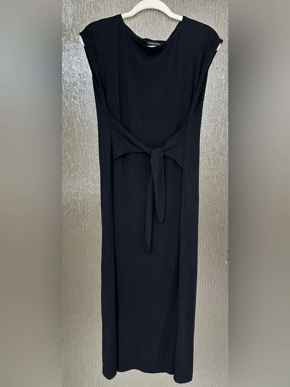 Eileen Fisher Black Tie Waist Sleeveless Stretch Dress Size XS